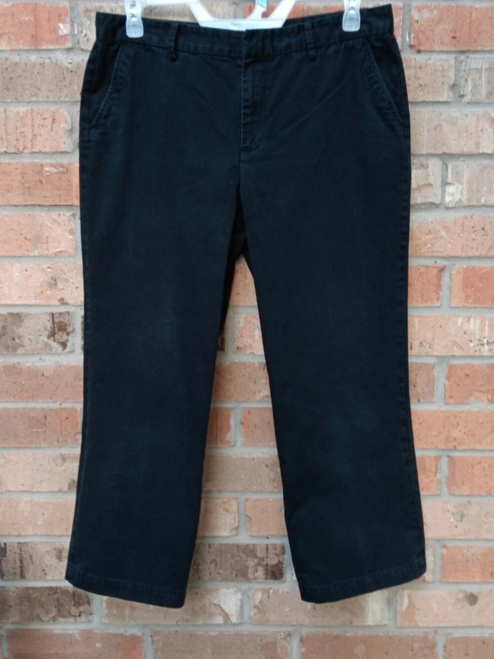 Chaps Womens Cropped Ankle Pants 100% Cotton Black Size 12